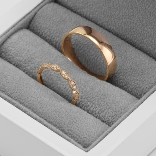Diamant Vintage Trauring und Court Ring Talita