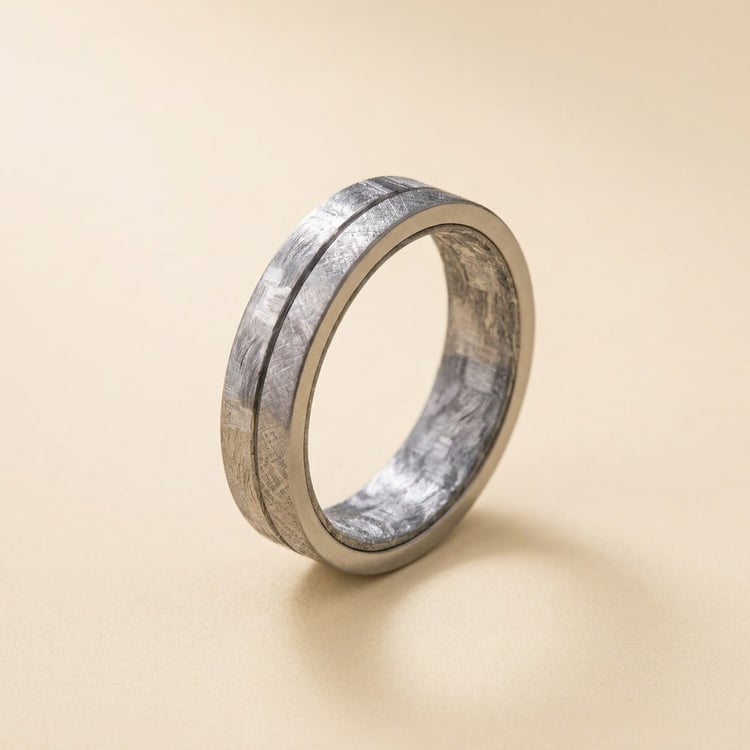 Kombinierte Eheringe aus Titan mit grauem Carbon Toby 168690