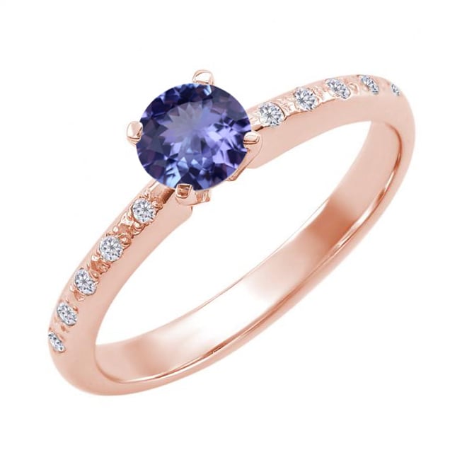 Goldener Verlobungsring mit Tansanit und Diamanten Yska