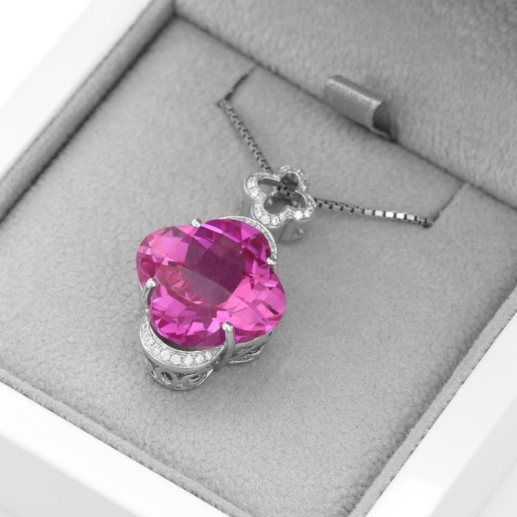 Silberner Anhänger mit Zirkonia und 22ct rosa Saphir Delphia 51778