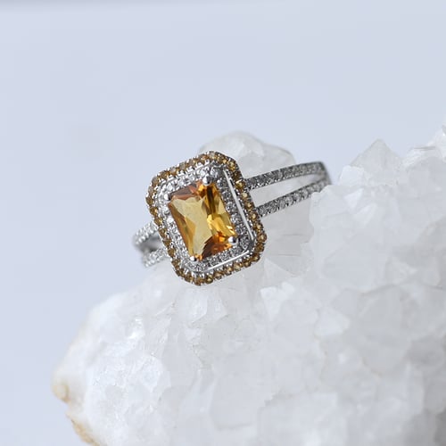 Wunderschöner Goldring mit Citrin voll von Diamanten Dixie