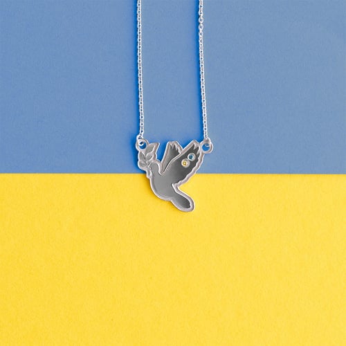 Anhänger in Form einer Friedenstaube mit Diamanten Dove