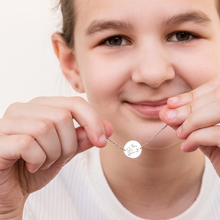 Goldenes Armband Der Kleine Prinz mit Fuchs und Gravur 122303