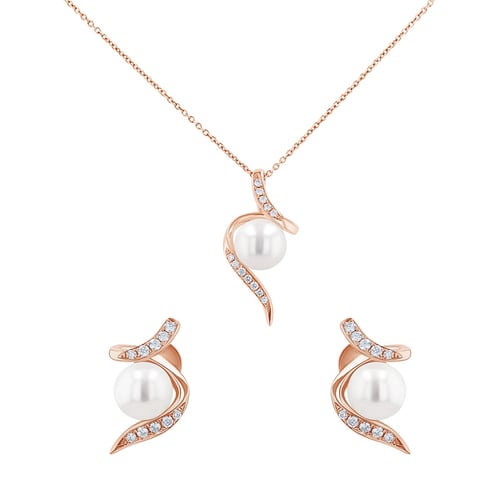 Schmuckset mit Perle und Diamanten Menmoli