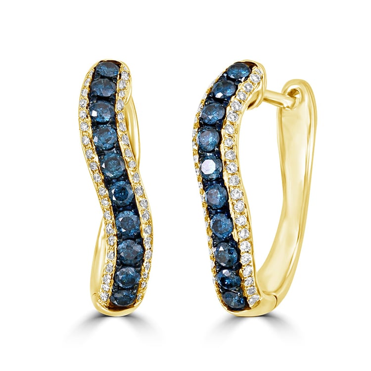 Goldene Ohrringe mit blauen Diamanten 77086