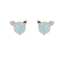 Ohrstecker mit Aquamarin, Mondstein und blauem Diamanten Turgay