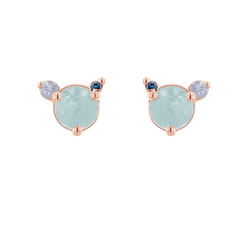 Ohrstecker mit Aquamarin, Mondstein und blauem Diamanten Turgay