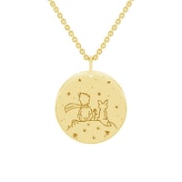 Anhänger Der Kleine Prinz mit Fuchs und Gravur aus Gold