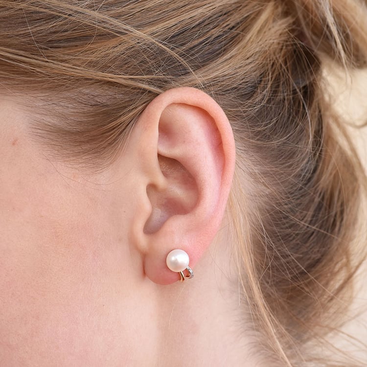 Ungewöhnliche Perlenohrringe mit Diamanten Olayin 86906