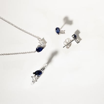 Schmuckset Toi et Moi mit Lab Grown Diamant und Saphir Querida