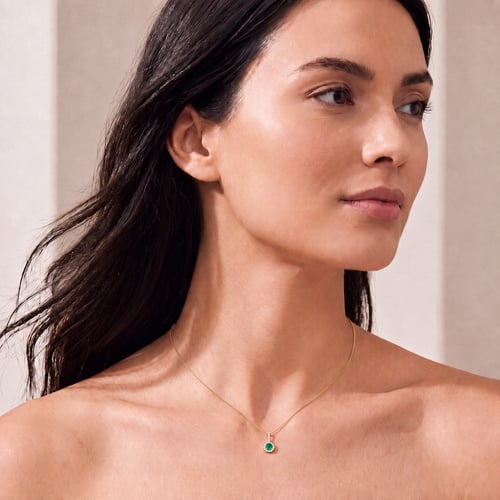 Eleganter silberne Anhänger mit Smaragd und Lab Grown Diamanten Dakota