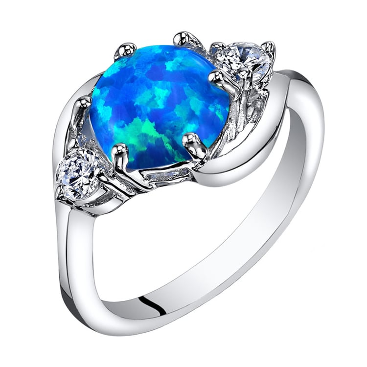 Silberner Ring mit blauem Opal und Zirkonia Jimena