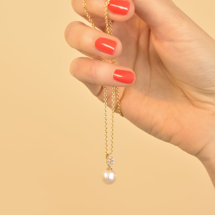 Goldener Perlenanhänger mit Zirkonia Ezio 104858