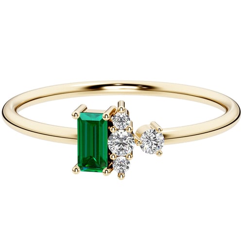 Cluster Ring mit Lab Grown Smaragd und Diamanten Zeno