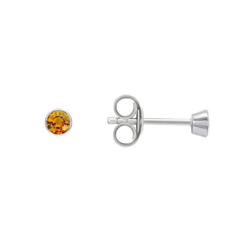 Silberne Ohrstecker mit Padparadscha Saphiren in Bezelfassung Tofine