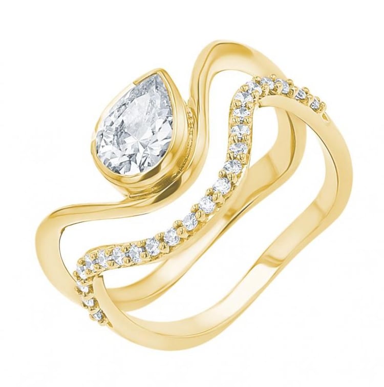 Original Verlobungs-Set aus Ringen mit Moissaniten 156508