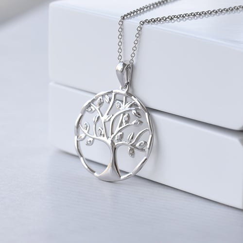 Silberner Baum des Lebens mit Lab Grown Diamanten Eudora