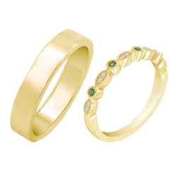 Memoryring mit Smaragden und Diamanten und Herrenring Harieta