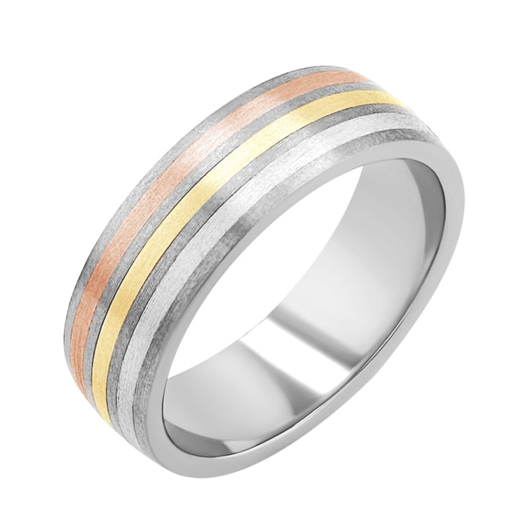 Herren-Ehering aus Titan, Gold und Silber Jabari