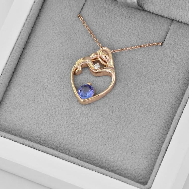 Silberner Anhänger Mutter und Kind mit Tansanit und Diamant Ella 108834