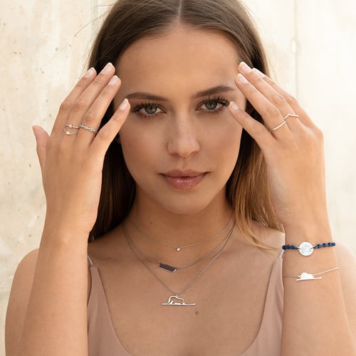 Silbernes String-Armband Der Kleine Prinz mit Rose und Gravur