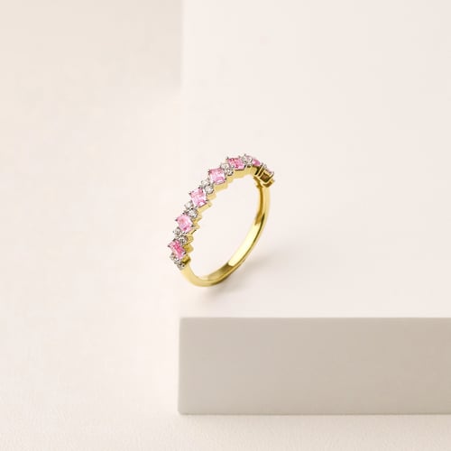 Half-Eternity-Ring aus Gold mit rosa Turmalinen und Lab Grown Diamanten Jamil