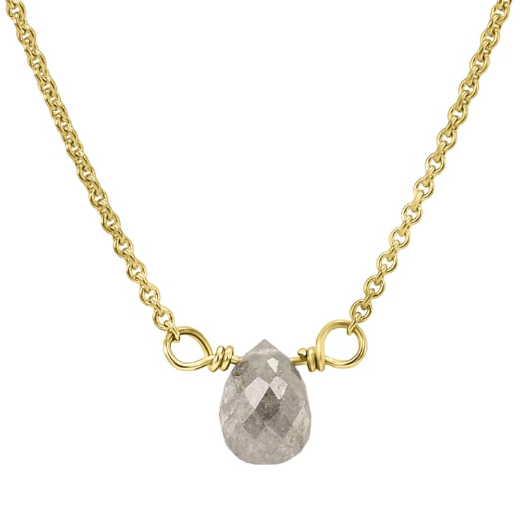 Goldene Halskette mit grauem Diamanten-Tropfen Vebrina
