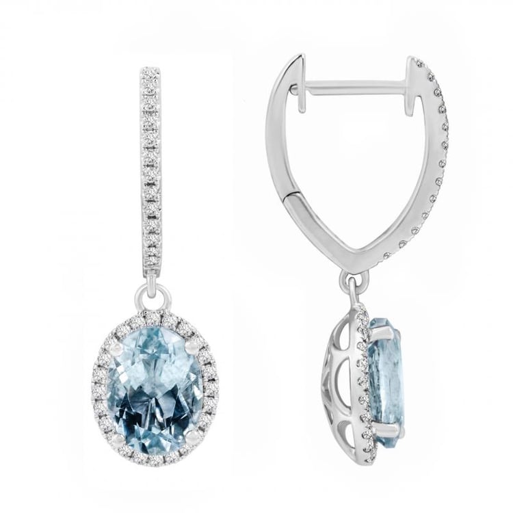 Goldene Ohrringe mit Aquamarinen und Diamanten Azura 27478