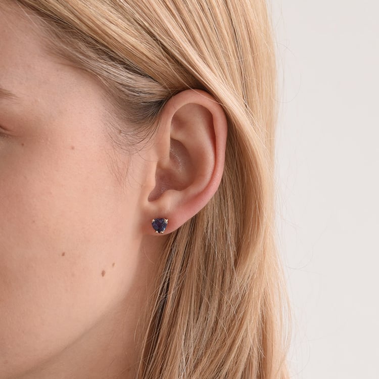 Goldene Ohrringe mit Alexandriten in Herzform Kaciah 65357