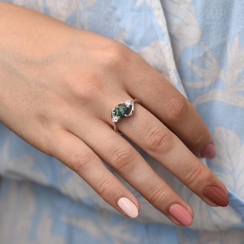 Silberring mit schwarzem Opal Jimena