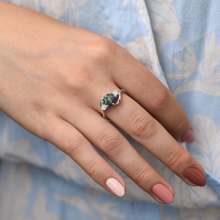 Silberring mit schwarzem Opal Jimena 46513