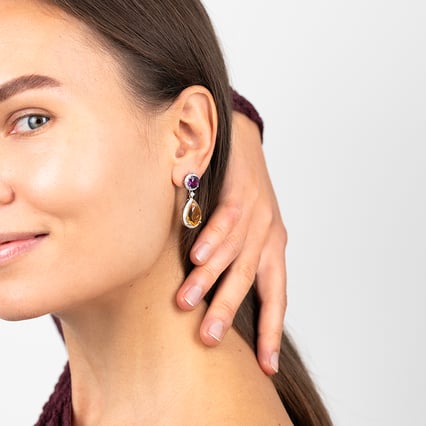 Ohrringe mit Citrin und Amethyst Mahal