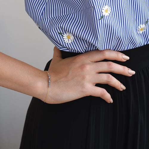 Armband aus Gold mit rosa ungeschliffenen Diamanten Benaty