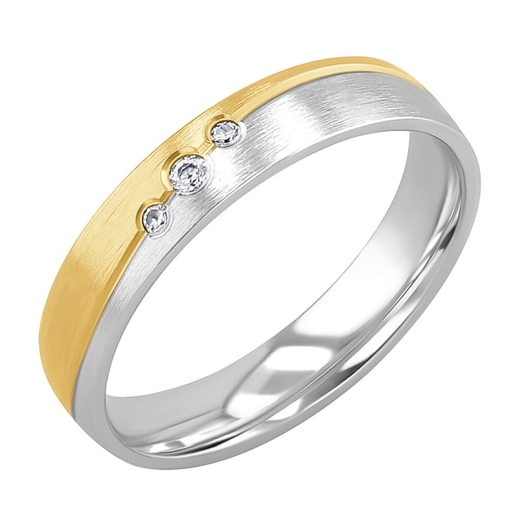 Eheringe aus Gold mit drei Diamanten Brennan 125758