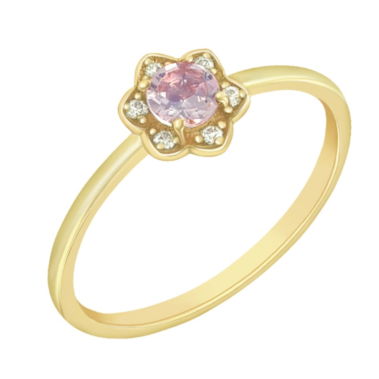 Goldener Verlobungsring mit Morganit und Moissaniten Mia 73676