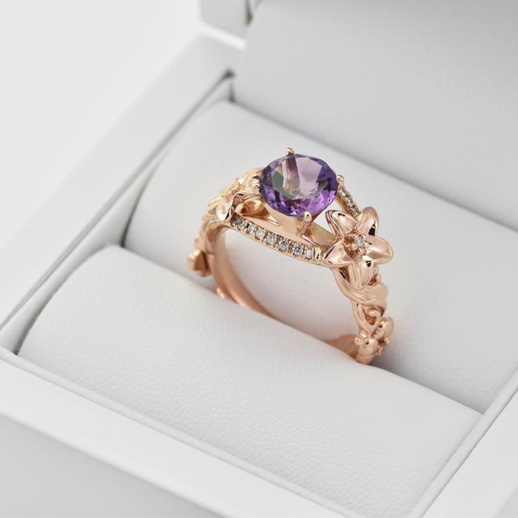 Goldener Rting mit Amethyst und Diamanten Dinis 27623