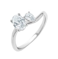 Verlobungsring in Wellenform mit einem tropfenförmigen und einem ovalen Lab Grown Diamante