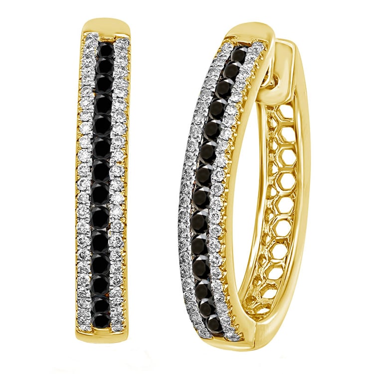 Ringohrringe mit schwarzen und weißen Diamanten Brittany