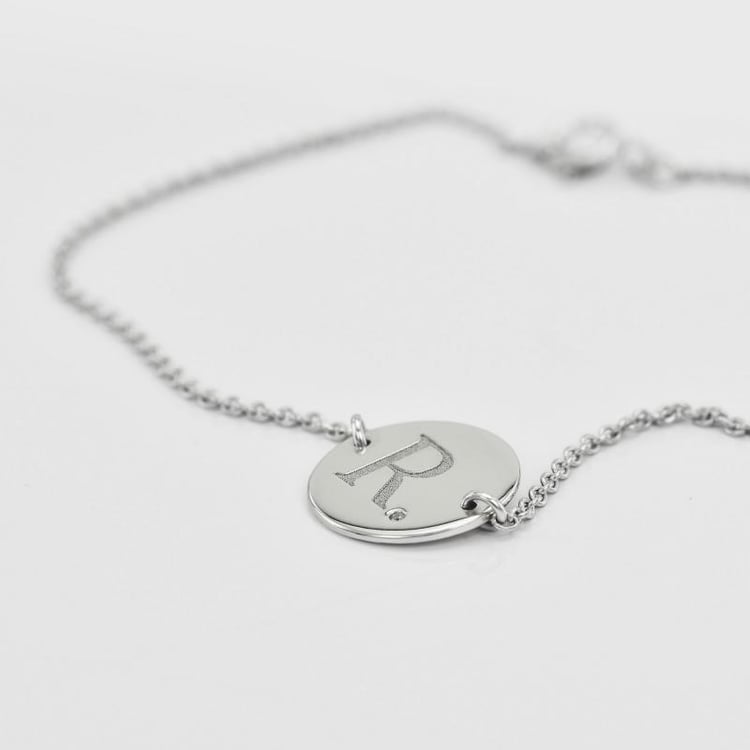 Armband aus Platin mit Diamant und Buchstabengravur Dian 70551