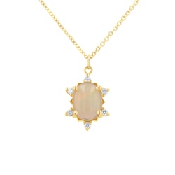 Anhänger mit ovalem Opal und Diamanten Sole