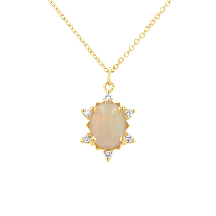 Anhänger mit ovalem Opal und Diamanten Sole