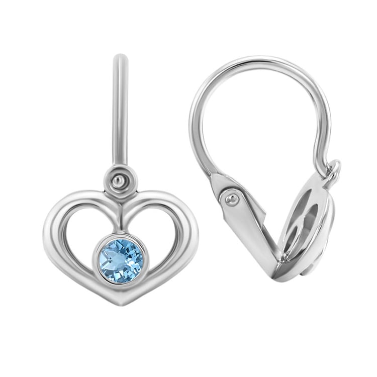 Goldene Kinderohrringe in Herzform mit Edelstein Ihrer Wahl Ariel 32346