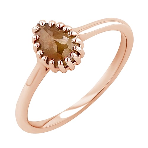 Goldring mit birnenförmigem Salt and Pepper Diamanten Ryley