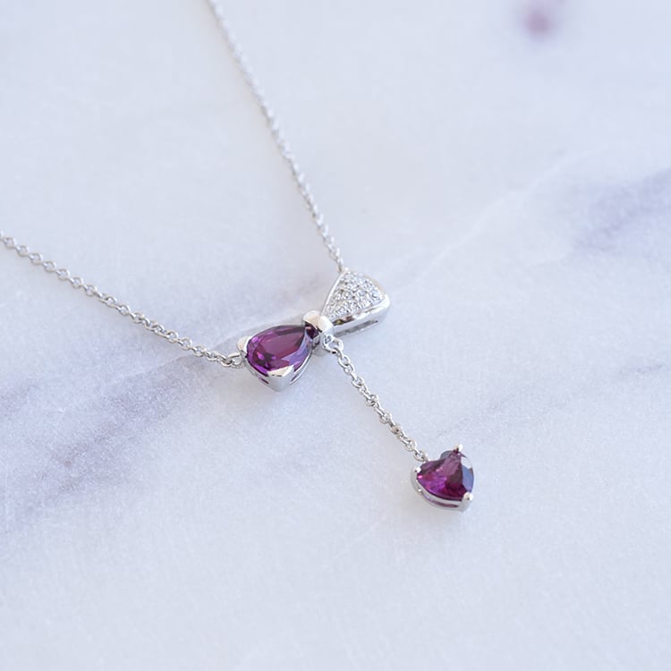 Anhänger mit Rhodlit Granaten und Diamanten Ejiro 87390