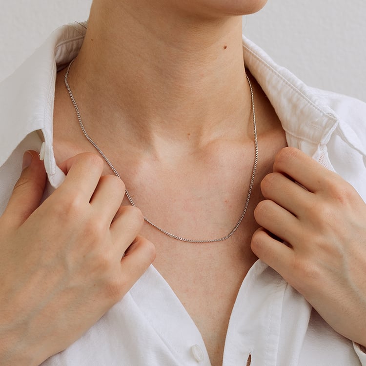 Zarte silberne Panzerkette 45 cm 129918