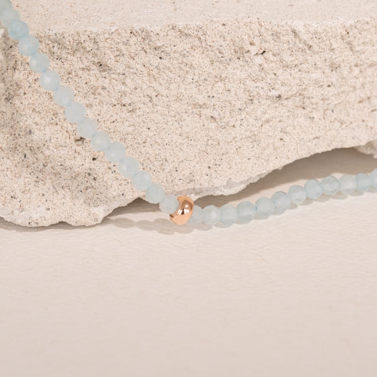 Silberne Halskette mit Aqaumarin-Perlen Alix 104471