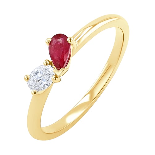 Schmuckset Toi et Moi mit Rubin und Lab Grown Diamant Ethelmary