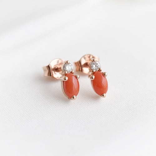 Cluster-Ohrringe mit Korallen, Morganit und Diamanten Roseann