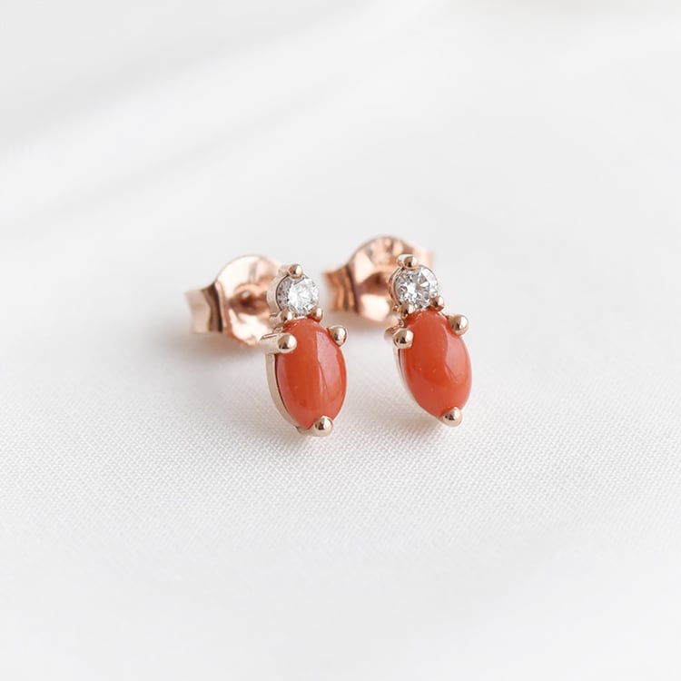 Cluster-Ohrringe mit Korallen, Morganit und Diamanten Roseann 90444