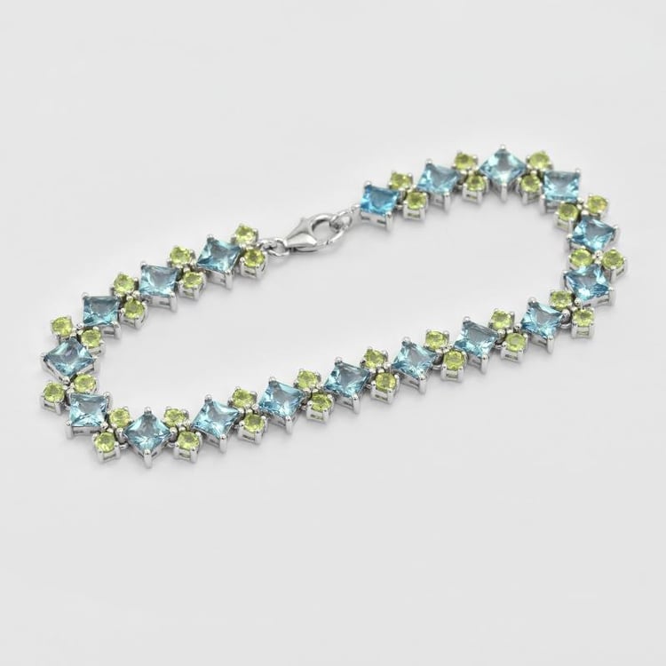 Fesselndes Silberarmband mit Topasen und Olivinen 17.5ct Kiele 5441